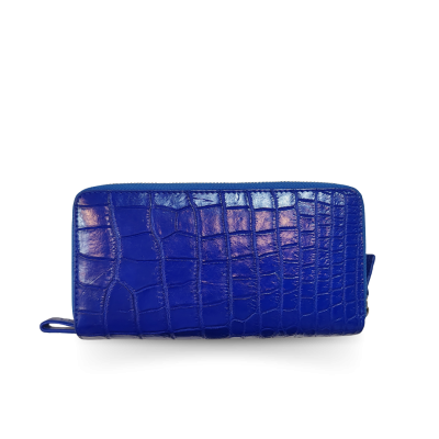 CW02S-XL-HS : CROCODILE BELLY LEATHER LONG DOUBLE ZIPPED WALLET