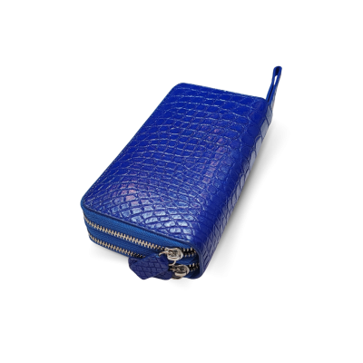 CW02S-XL-HS : CROCODILE BELLY LEATHER LONG DOUBLE ZIPPED WALLET
