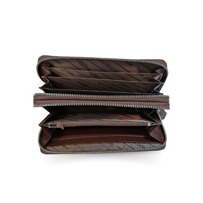 CW02S-XL-HS : CROCODILE BELLY LEATHER LONG DOUBLE ZIPPED WALLET