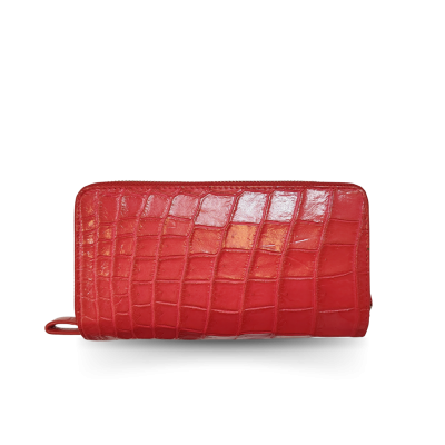CW02S-XL-HS : CROCODILE BELLY LEATHER LONG DOUBLE ZIPPED WALLET