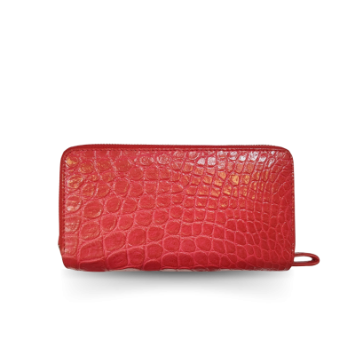 CW02S-XL-HS : CROCODILE BELLY LEATHER LONG DOUBLE ZIPPED WALLET