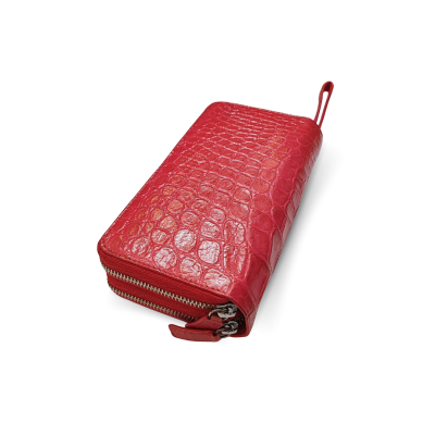 CW02S-XL-HS : CROCODILE BELLY LEATHER LONG DOUBLE ZIPPED WALLET