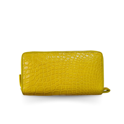 CW02S-XL-HS : CROCODILE BELLY LEATHER LONG DOUBLE ZIPPED WALLET