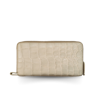 CW02S-XL-HS : CROCODILE BELLY LEATHER LONG DOUBLE ZIPPED WALLET