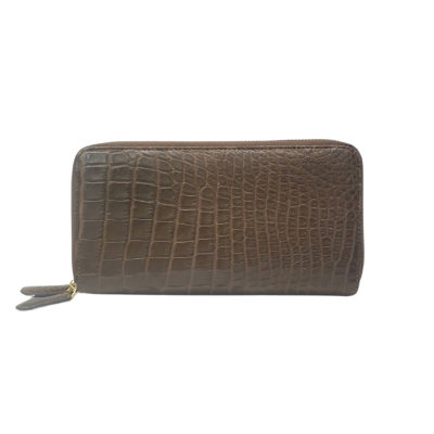 CROCODILE BELLY LEATHER LONG DOUBLE ZIPPED WALLET: CW02SXLSR