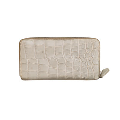 CROCODILE BELLY LEATHER LONG DOUBLE ZIPPED WALLET: CW02SXLSR