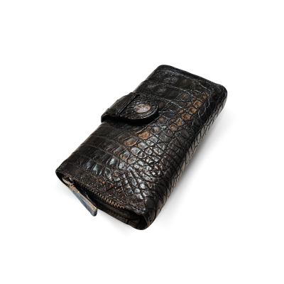 CW22BS-M-MNGMX : CROCODILE BACK BELLY LEATHER LONG BI-FOLD WALLET