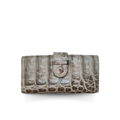 CW22BS-M-MNGMX : CROCODILE BACK BELLY LEATHER LONG BI-FOLD WALLET