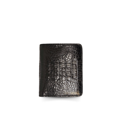 CROCODILE TAIL LEATHER SHORT BI-FOLD VERTICAL WALLET : CW22BTSHKMX