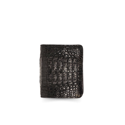 CROCODILE HORNBACK LEATHER SHORT BI-FOLD VERTICAL WALLET : CW22HKSHKMX
