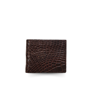 CW22L-S-1FR : CROCODILE LEG LEATHER SHORT BI-FOLD WALLET