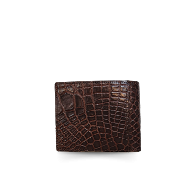 CW22L-S-1FR : CROCODILE LEG LEATHER SHORT BI-FOLD WALLET