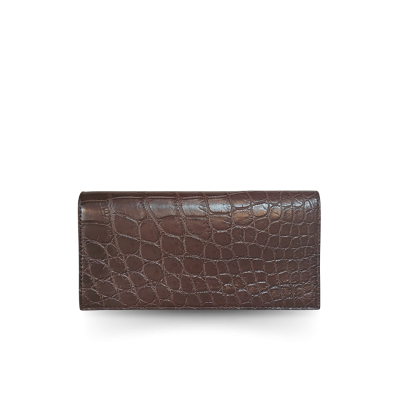 CW22S-M-AY : CROCODILE BELLY LEATHER LONG BI-FOLD WALLET