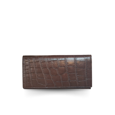 CW22S-M-AY : CROCODILE BELLY LEATHER LONG BI-FOLD WALLET