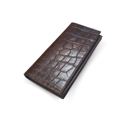 CW22S-M-AY : CROCODILE BELLY LEATHER LONG BI-FOLD WALLET