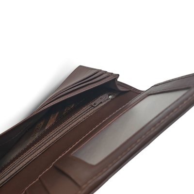 CW22S-M-AY : CROCODILE BELLY LEATHER LONG BI-FOLD WALLET
