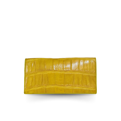 CW22S-M-AY : CROCODILE BELLY LEATHER LONG BI-FOLD WALLET