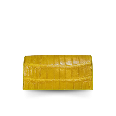 CW22S-M-AY : CROCODILE BELLY LEATHER LONG BI-FOLD WALLET