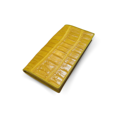 CW22S-M-AY : CROCODILE BELLY LEATHER LONG BI-FOLD WALLET