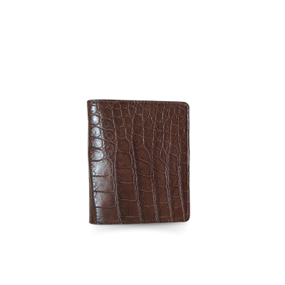 CROCODILE BELLY LEATHER SHORT BI-FOLD VERTICAL WALLET : CW22SSHKAY