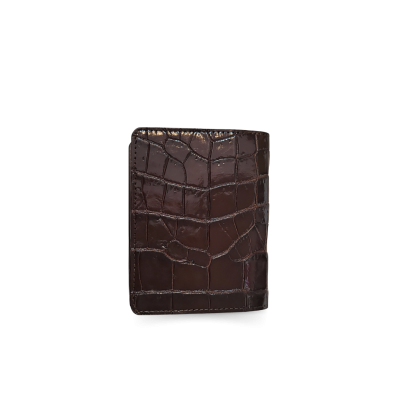 CROCODILE BELLY LEATHER SHORT BI-FOLD VERTICAL WALLET : CW22SSHKAY