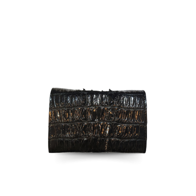 CW33BT-S-AY : CROCODILE BELLY LEATHER SHORT TRI-FOLD WALLET