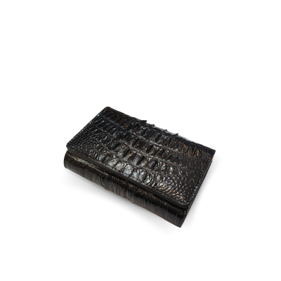 CW33BT-S-AY : CROCODILE BELLY LEATHER SHORT TRI-FOLD WALLET