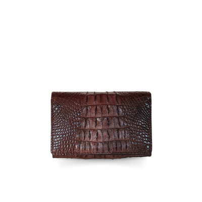 CW33BT-S-AY : CROCODILE BELLY LEATHER SHORT TRI-FOLD WALLET