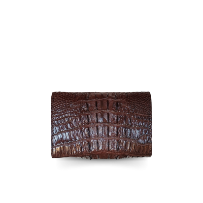 CW33BT-S-AY : CROCODILE BELLY LEATHER SHORT TRI-FOLD WALLET