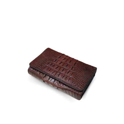 CW33BT-S-AY : CROCODILE BELLY LEATHER SHORT TRI-FOLD WALLET