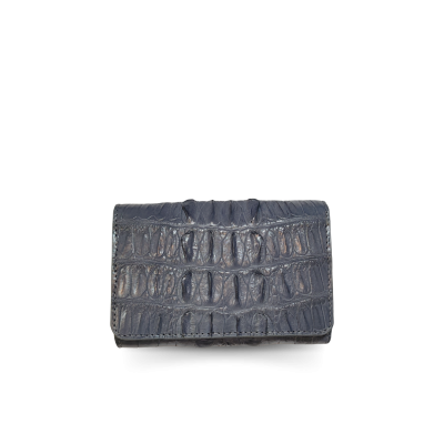 CW33BT-S-AY : CROCODILE BELLY LEATHER SHORT TRI-FOLD WALLET