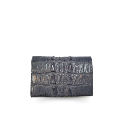 CW33BT-S-AY : CROCODILE BELLY LEATHER SHORT TRI-FOLD WALLET