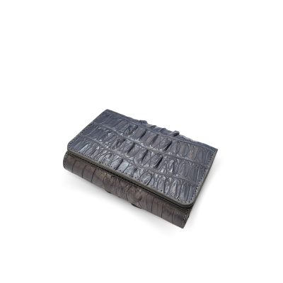 CW33BT-S-AY : CROCODILE BELLY LEATHER SHORT TRI-FOLD WALLET