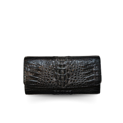CROCODILE HORNBACK LEATHER LONG TRI-FOLD WALLET : CW33HKM1MX