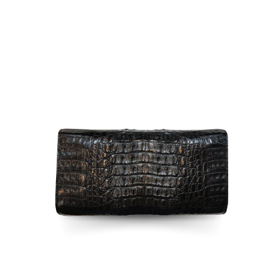 CROCODILE HORNBACK LEATHER LONG TRI-FOLD WALLET : CW33HKM1MX