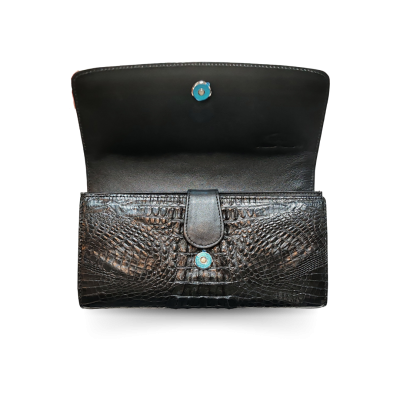 CROCODILE HORNBACK LEATHER LONG TRI-FOLD WALLET : CW33HKM1MX