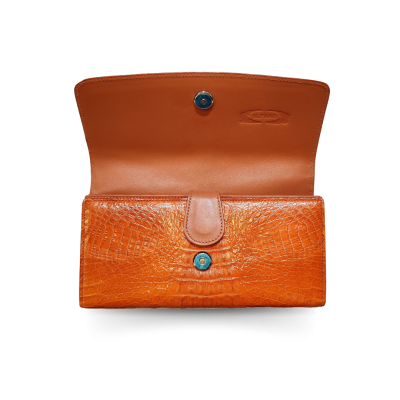 CROCODILE HORNBACK LEATHER LONG TRI-FOLD WALLET : CW33HKM1MX