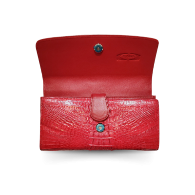 CROCODILE HORNBACK LEATHER LONG TRI-FOLD WALLET : CW33HKM1MX