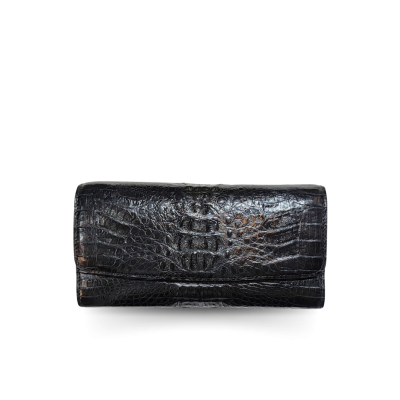 CROCODILE HORNBACK LEATHER LONG TRI-FOLD WALLET : CW33HKMMX