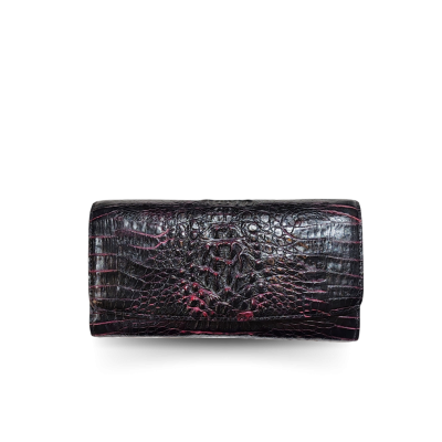 CROCODILE HORNBACK LEATHER LONG TRI-FOLD WALLET : CW33HKMMX
