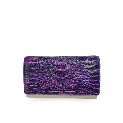 CROCODILE HORNBACK LEATHER LONG TRI-FOLD WALLET : CW33HKMMX