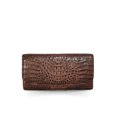 CROCODILE HORNBACK LEATHER LONG TRI-FOLD WALLET : CW33HKMMX