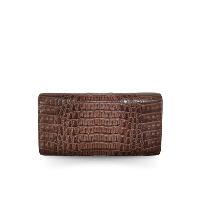 CROCODILE HORNBACK LEATHER LONG TRI-FOLD WALLET : CW33HKMMX
