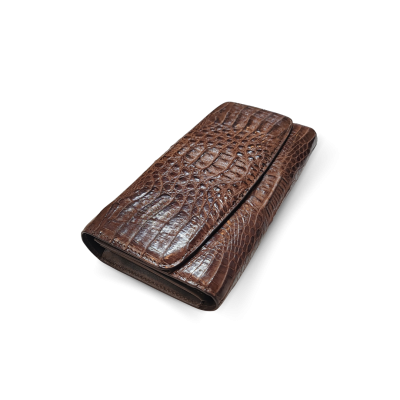 CROCODILE HORNBACK LEATHER LONG TRI-FOLD WALLET : CW33HKMMX