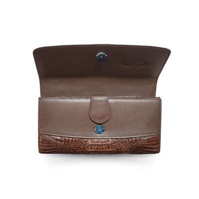 CROCODILE HORNBACK LEATHER LONG TRI-FOLD WALLET : CW33HKMMX