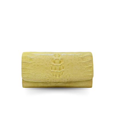 CROCODILE HORNBACK LEATHER LONG TRI-FOLD WALLET : CW33HKMMX