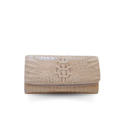 CROCODILE HORNBACK LEATHER LONG TRI-FOLD WALLET : CW33HKMMX