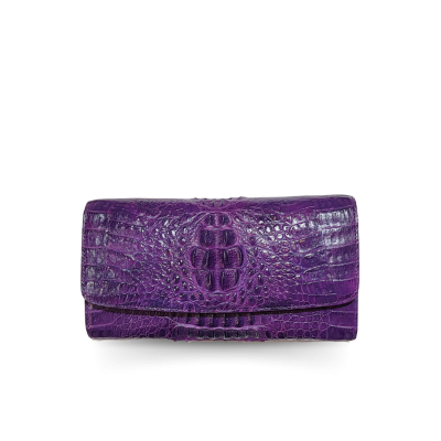 CROCODILE HORNBACK LEATHER LONG TRI-FOLD WALLET : CW33HKMMX