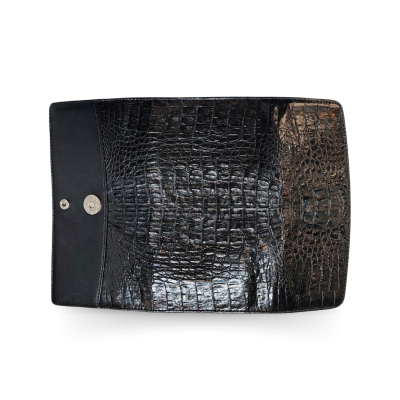 CROCODILE HORNBACK LEATHER LONG TRI-FOLD WALLET : CW33HKMP