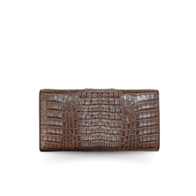 CROCODILE HORNBACK LEATHER LONG TRI-FOLD WALLET : CW33HKMP